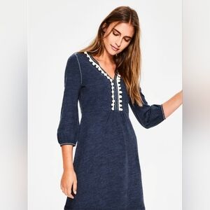 Boden | Blue Carina Jersey Tunic Pom Pom Dress